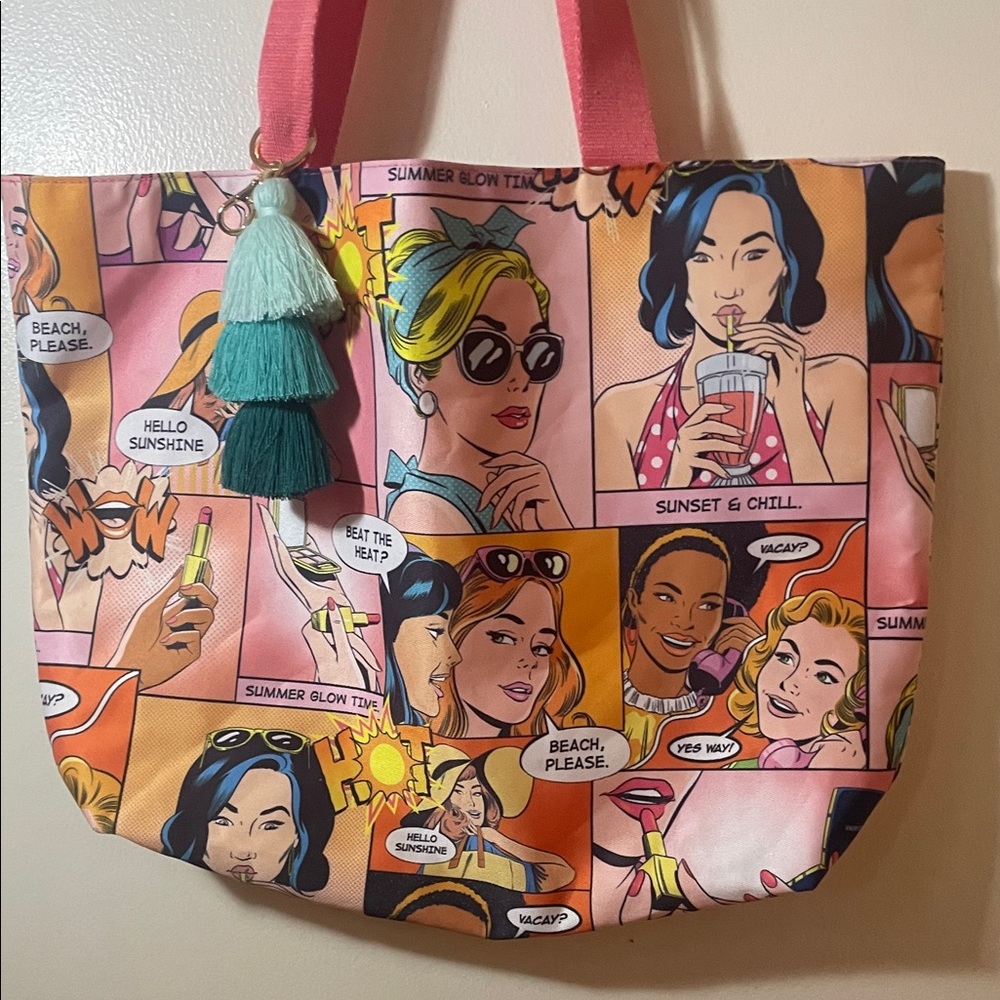 Estee Lauder Pink and Orange Comic Print Tote - Picture 3 of 9
